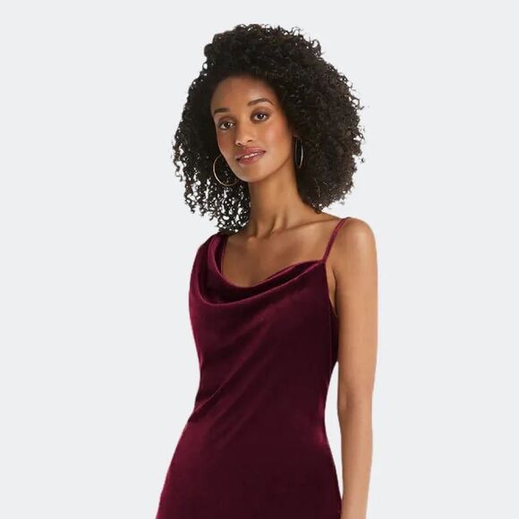 SOCIAL BRIDESMAIDS Asymmetrical Velvet Midi Slip Dress ❤️IN STORES❤️ - Picture 3 of 3